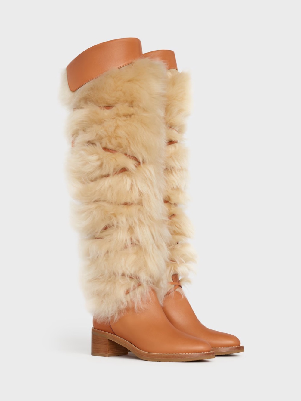 CELINE FOLCO BOOT IN LAMB FUR AND CALFSKIN 37